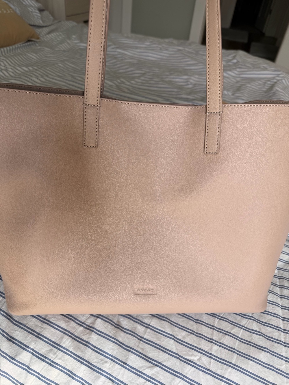 Away Soft Blush/Taupe Pebble Leather Tote